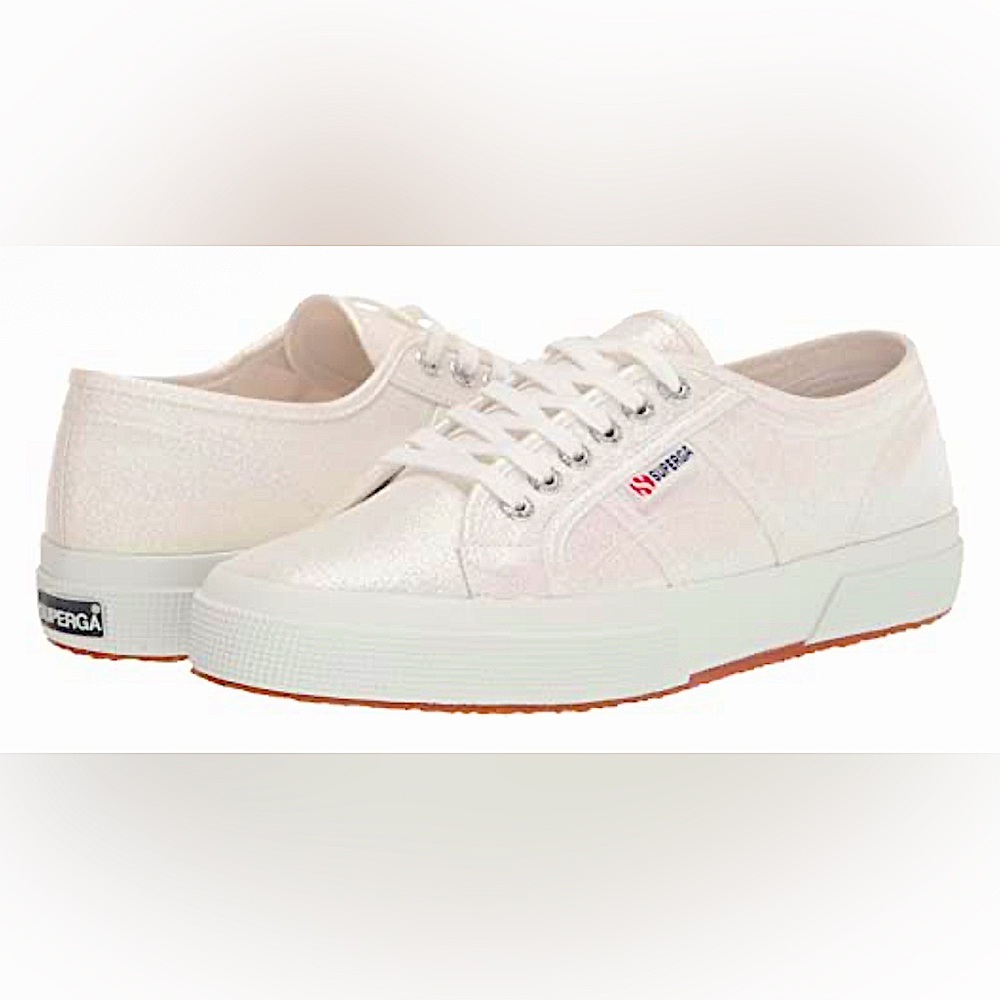 Superga Women's 2750 White Shimmer Lame Sneaker (Size 39 1/2) New/Never Worn